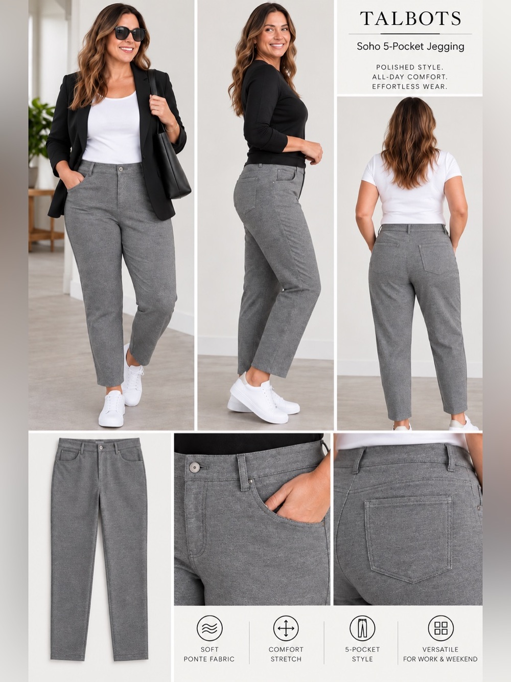 Talbots Soho Gray Cropped 5-Pocket Jegging 14